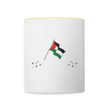 Bitte Nicht Stören Ich Träume Von Palästina - Tasse zweifarbig - Weiß/Gelb - Vorne