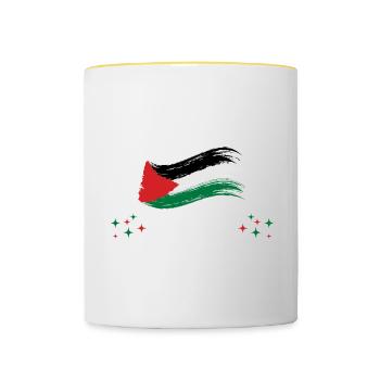 Bitte Nicht Stören Ich Träume Von Palästina - Tasse zweifarbig - Weiß/Gelb - Vorne