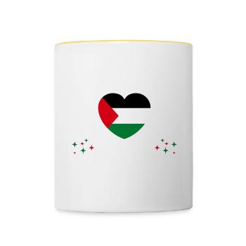 Bitte Nicht Stören Ich Träume Von Palästina - Tasse zweifarbig - Weiß/Gelb - Vorne