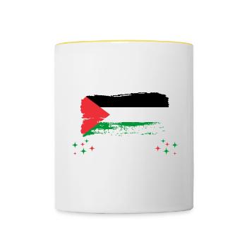 Bitte Nicht Stören Ich Träume Von Palästina - Tasse zweifarbig - Weiß/Gelb - Vorne