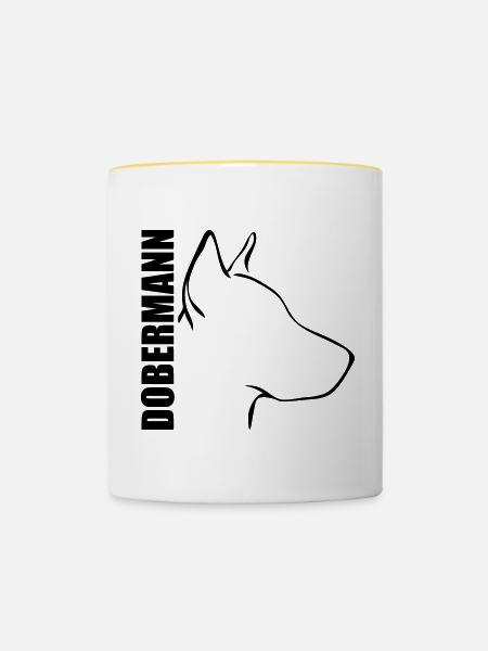 DOBERMANN PROFIL - Tasse zweifarbig - Weiß/Gelb