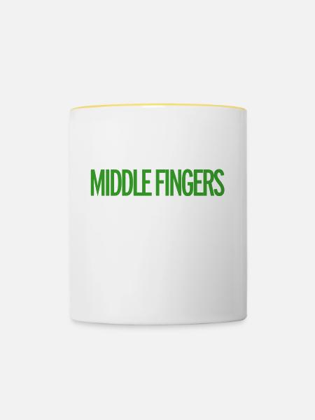 Middle Fingers - Tasse zweifarbig - Weiß/Gelb