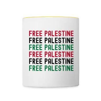Free Palestine Freedom Palestine - Contrasting Mug - white/yellow - Front