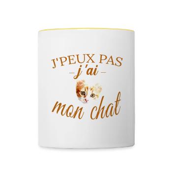 t shirt chaton vetements chat - humour CHATON - Mug contrasté - blanc/jaune - Devant