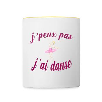 t shirt danse enfants danse vetements collection - Mug contrasté - blanc/jaune - Devant