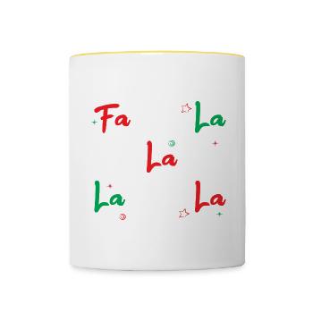 Fa la la. Chanteur de Noël. Cadeau - Mug contrasté - blanc/jaune - Devant