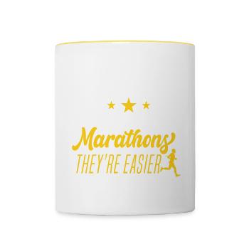 Triathlon Motiv für Triathleten - Tasse zweifarbig - Weiß/Gelb - Vorne