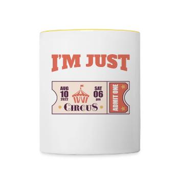 Zirkus Motiv für Krimes & Clown-Fans - Tasse zweifarbig - Weiß/Gelb - Vorne