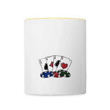 Tilting Chips Gambler Casino Jeu de hasard - Mug contrasté - blanc/jaune - Devant