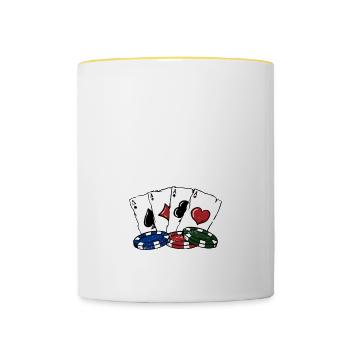 Je bluffe probablement Casino Poker Gambling Poker - Mug contrasté - blanc/jaune - Devant