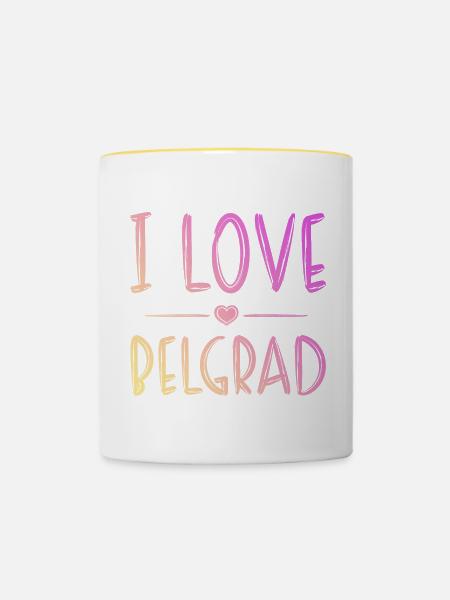 I Love Belgrad - Tasse zweifarbig - Weiß/Gelb