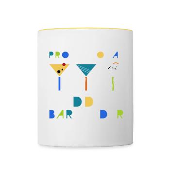 Barman de mariage Cocktail Long Drink Cadeau - Mug contrasté - blanc/jaune - Devant