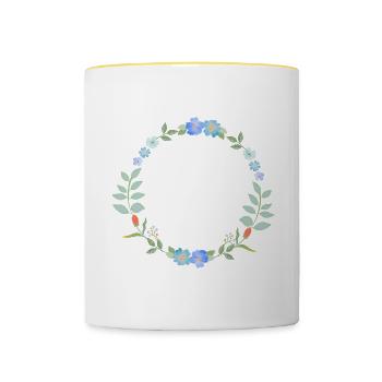 Couronne de fleurs - Mug contrasté - blanc/jaune - Devant