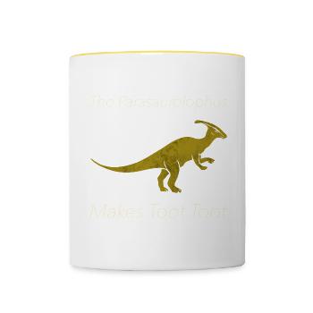 Dinosaure Parasaurolophus Dino Cadeau - Mug contrasté - blanc/jaune - Devant