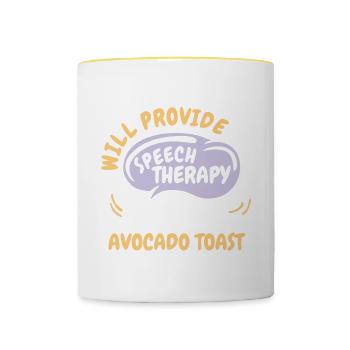 Provide Speech Therapy for Avocado Toast Funny - Contrasting Mug - white/yellow - Front