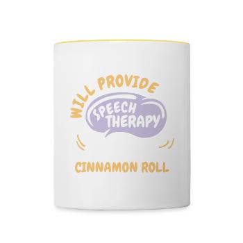 Provide Speech Therapy for Cinnamon Roll Funny - Contrasting Mug - white/yellow - Front