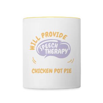 Fournir une orthophonie pour chicken pot pie Funny - Mug contrasté - blanc/jaune - Devant
