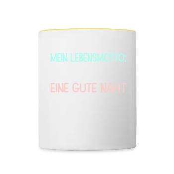 Mein Lebensmotto: Jeden tag Eine Gute Naht - Tasse zweifarbig - Weiß/Gelb - Vorne