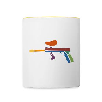 Paintball Paintballer Geschenk - Tasse zweifarbig - Weiß/Gelb - Vorne