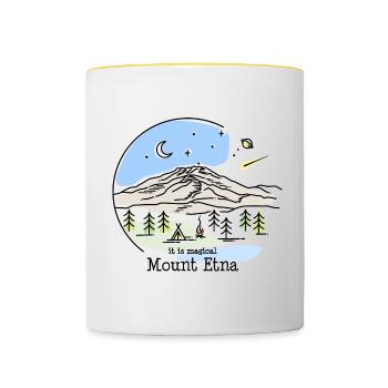 Etna, Etna, Mongibello, volcano, mountain, Sicily, Italy - Contrasting Mug - white/yellow - Front
