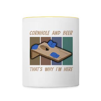 Cornhole Beanbag Geschenk - Tasse zweifarbig - Weiß/Gelb - Vorne