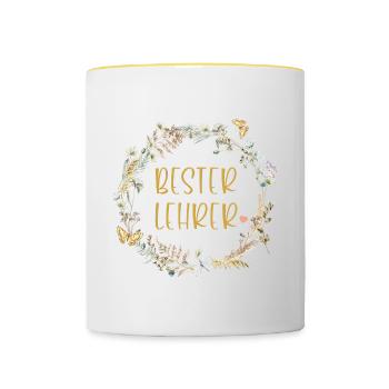 Bester Lehrer! personalisierbar - Tasse zweifarbig - Weiß/Gelb - Vorne