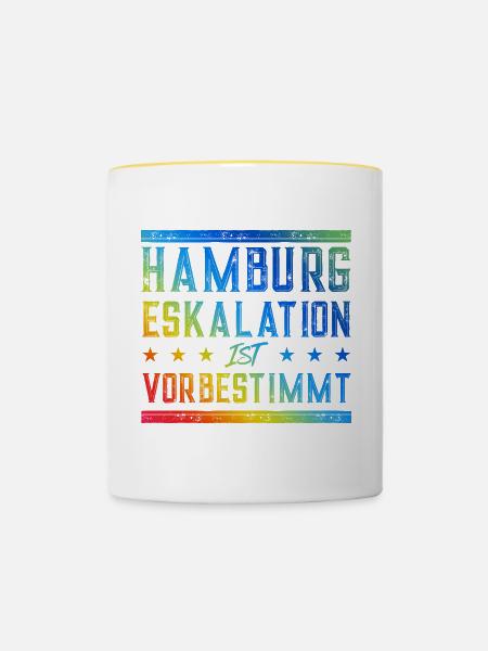 Hamburg Eskalation - Tasse zweifarbig - Weiß/Gelb