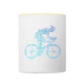 Rennrad Damen Rennradfahren Herren Rennradfahrer - Tasse zweifarbig - Weiß/Gelb - Vorne