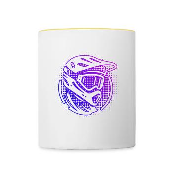 Cyclistes VTT Cyclisme Hommes VTT - Mug contrasté - blanc/jaune - Devant