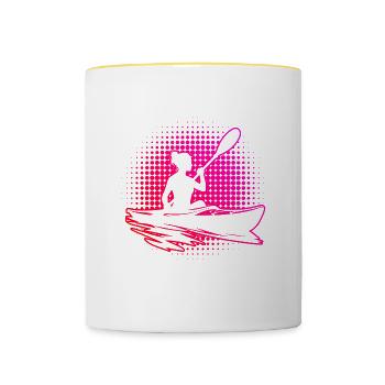 Kayak Canoë Kayak Kayak Hommes Femmes - Mug contrasté - blanc/jaune - Devant