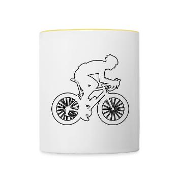 Vélo de route pour femmes Vélo de route Vélo de route Cyclisme sur route - Mug contrasté - blanc/jaune - Devant