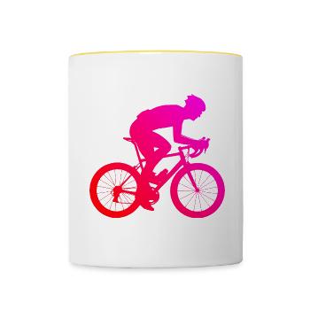 Vélo de route pour hommes Vélo de route Vélo de route pour femmes - Mug contrasté - blanc/jaune - Devant