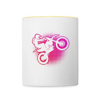 Supermotard Freestyle Motocross Dirt Bike Homme - Mug contrasté - blanc/jaune - Devant