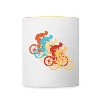 Cyclisme de route pour hommes Vélo de route pour femmes Vélo de route - Mug contrasté - blanc/jaune - Devant