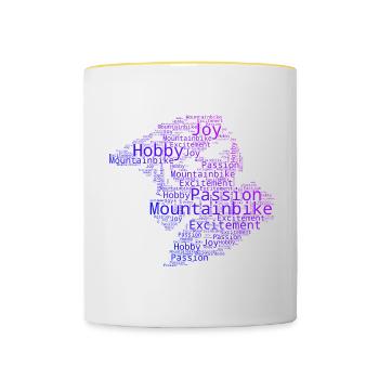 Cyclisme Cyclisme Femme VTT Homme - Mug contrasté - blanc/jaune - Devant