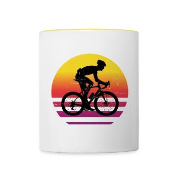 Road Bike Women's Road Cyclist Road Cycling - Contrasting Mug - white/yellow - Front