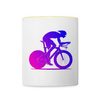 Road Cycling Women Road Cyclists Men Road Bike - Contrasting Mug - white/yellow - Front