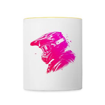 Damen Herren MTB Radfahrer Radfahren Mountainbike - Tasse zweifarbig - Weiß/Gelb - Vorne