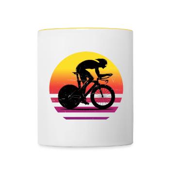 Femmes Vélo de route Hommes Cyclistes de route Vélo de route - Mug contrasté - blanc/jaune - Devant