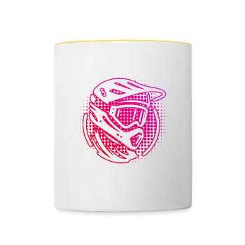 VTT VTT VTT Femmes Cycliste - Mug contrasté - blanc/jaune - Devant