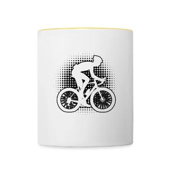 Road Cyclist Road Cycling Road Bike Road Bike - Contrasting Mug - white/yellow - Front