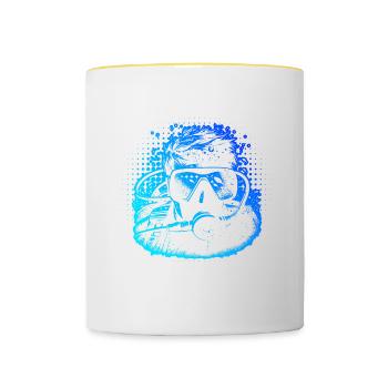 Plongeuse Femmes Plongée Hommes Plongée sous-marine - Mug contrasté - blanc/jaune - Devant