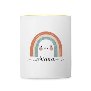 Ariana! Rainbow, customisable - Contrasting Mug - white/yellow - Front