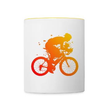 Road Cycling Road Bike Road Bike Men Road Cycling - Contrasting Mug - white/yellow - Front