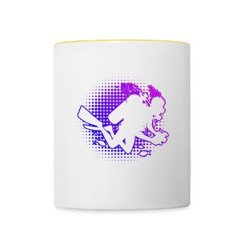 Plongeuse Femme Plongeuse Plongée sous-marine - Mug contrasté - blanc/jaune - Devant