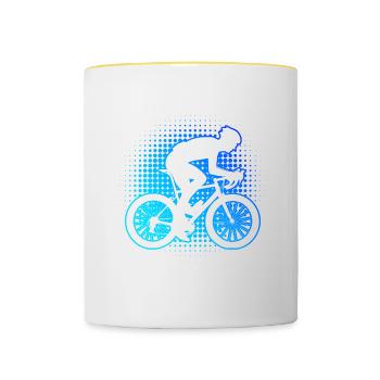 Roadbike Road Bike Road Bike Women's Road Cyclist - Contrasting Mug - white/yellow - Front