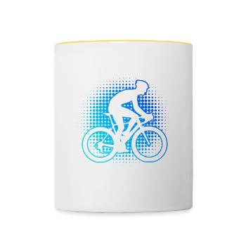 Rennradfahrer Damen Rennradfahren Roadbike - Tasse zweifarbig - Weiß/Gelb - Vorne