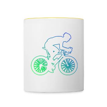 Road Bike Women's Road Cycling Road Cyclist - Contrasting Mug - white/yellow - Front