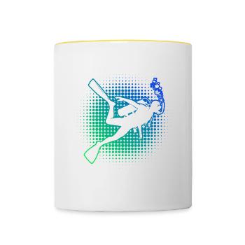 Plongeur Plongée sous-marine Plongée sous-marine Plongée libre - Mug contrasté - blanc/jaune - Devant