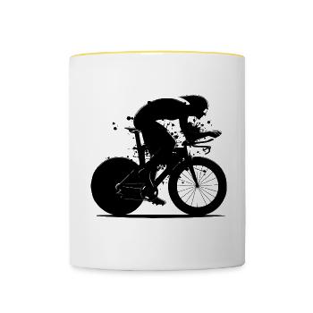 Women's Road Cycling Road Bike Road Bike Road Bike - Contrasting Mug - white/yellow - Front